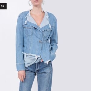 MARQUES'ALMEIDA SAFETY PIN ASYMMETRIC DENIM JACKET/XS/*MINT